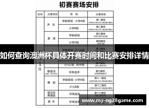 如何查询澳洲杯具体开赛时间和比赛安排详情 如何查询澳洲杯具体开赛时间和比赛安排详情